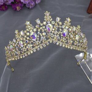 Elegant Gold and Crystal Tiara